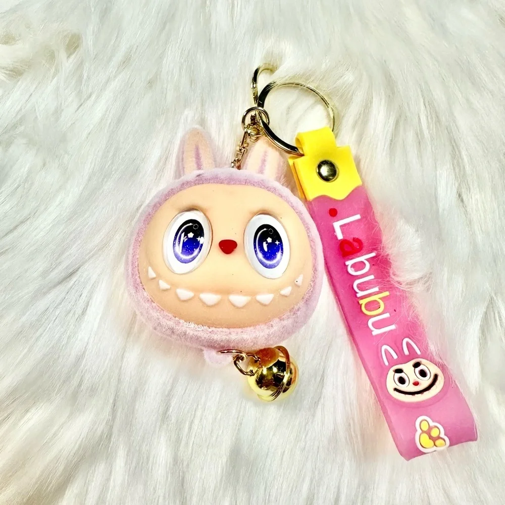 Adorable Labubu Monster Keychain Set of 6 - Pink, Yellow, Gray, red, green, purp